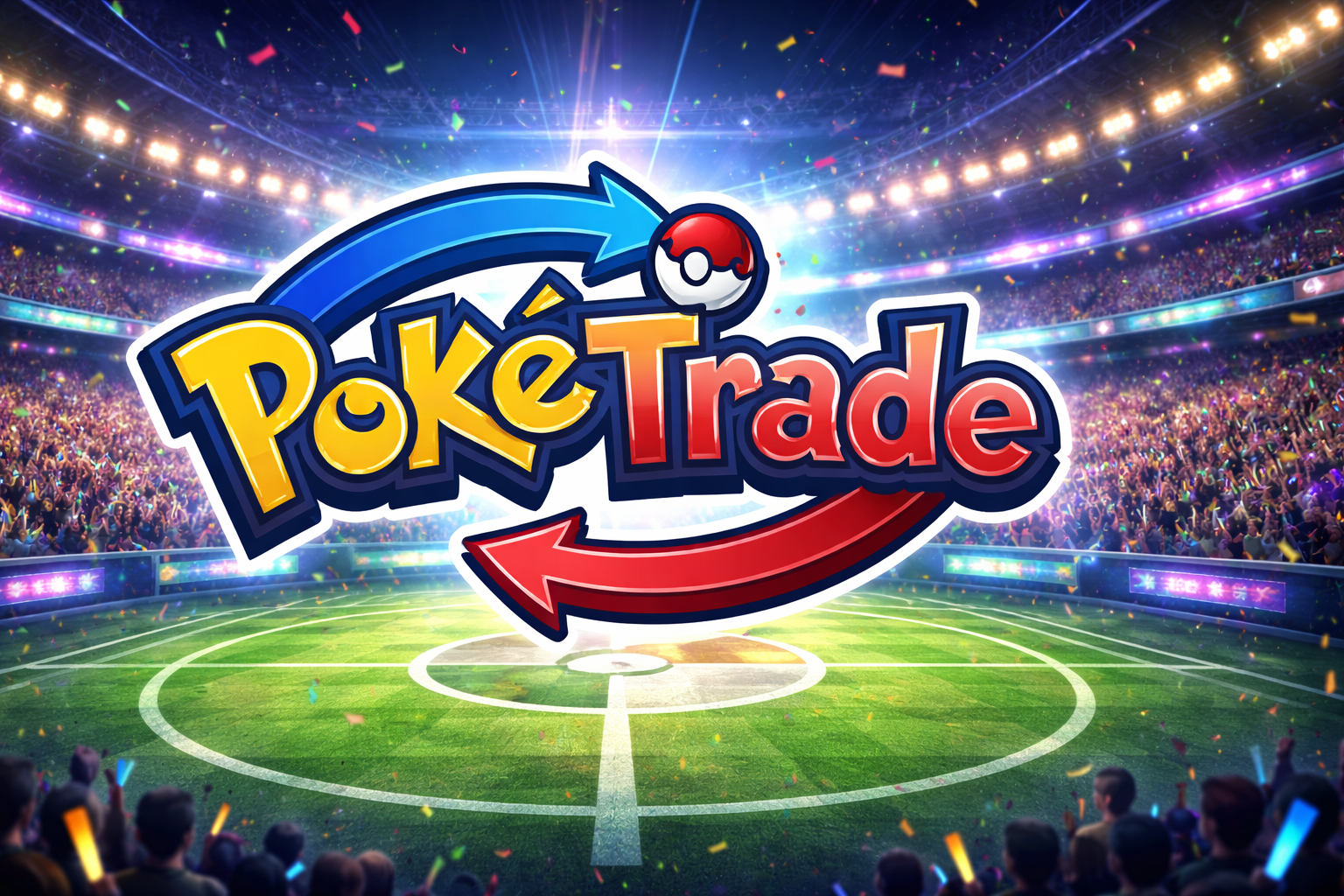 Baner de PokeTrade con estadio de fondo
